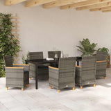 Set da Pranzo per Giardino 7 pcs Grigio polyrattan