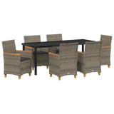 Set da Pranzo per Giardino 7 pcs Grigio polyrattan