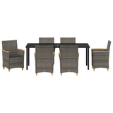 Set da Pranzo per Giardino 7 pcs Grigio polyrattan