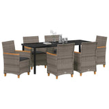Set da Pranzo per Giardino 7 pcs Grigio polyrattan