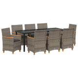 Set da Pranzo per Giardino 9 pcs Grigio polyrattan