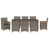 Set da Pranzo per Giardino 9 pcs Grigio polyrattan