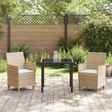 Set da Pranzo per Giardino 3 pcs Beige polyrattan