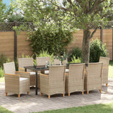 Set da Pranzo per Giardino 9 pcs Beige polyrattan