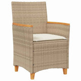 Set da Pranzo per Giardino 9 pcs Beige polyrattan