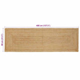 Tappeto Beige 80 x 400 cm Juta