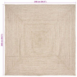 Tappeto Naturale e bianco 240 x 240 cm Juta