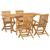 Set da Pranzo per Giardino 5 pcs Marrone Legno di teak solido