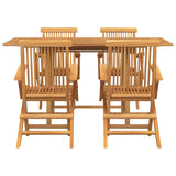 Set da Pranzo per Giardino 5 pcs Marrone Legno di teak solido