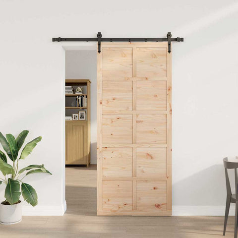 Porta scorrevole Marrone 80 x 208 cm Legno di pino massello