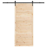 Porta scorrevole Marrone 90 x 208 cm Legno di pino massello