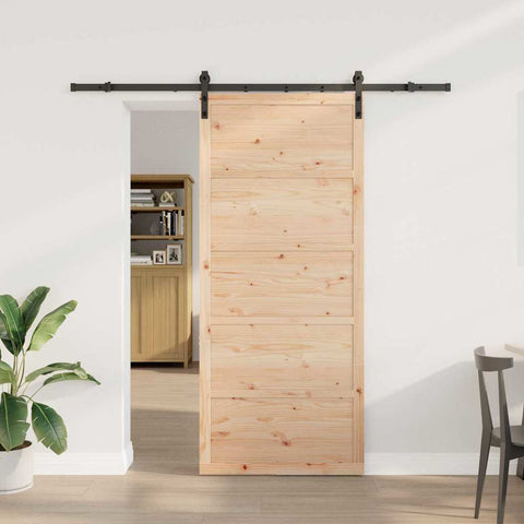 Porta scorrevole Marrone 90 x 208 cm Legno di pino massello