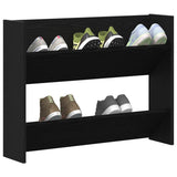 Mobile per scarpe Rovere Nero 82 x 18 x 60 cm Legno truciolato