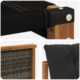 Set di divani da esterno con cuscino 3 pcs Naturale e Nero