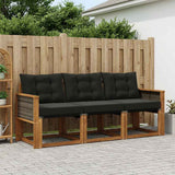 Set di divani da esterno con cuscino 3 pcs Naturale e Nero