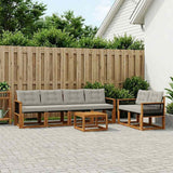 Set di divani da esterno 7 pcs Naturale e Grigio Chiaro