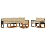 Set di divani da esterno con cuscino 7 pcs Naturale e Beige