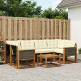 Set di divani da esterno con cuscino 7 pcs Naturale e Crema