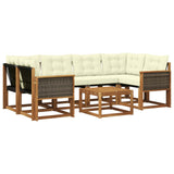 Set di divani da esterno con cuscino 7 pcs Naturale e Crema