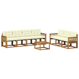 Set di divani da esterno con cuscino 8 pcs Naturale e Crema