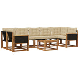 Set di divani da esterno con cuscino 8 pcs Naturale e Beige