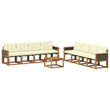 Set di divani da esterno con cuscino 9 pcs Naturale e Crema