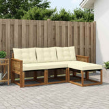 Set di divani da esterno con cuscino 4 pcs Naturale e Crema