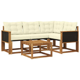 Set di divani da esterno con cuscino 5 pcs Naturale e Crema