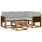 Set di divani da esterno 5 pcs Naturale e Grigio Chiaro