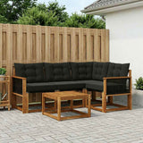 Set di divani da esterno con cuscino 5 pcs Naturale e Nero