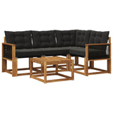 Set di divani da esterno con cuscino 5 pcs Naturale e Nero