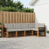 Set di divani da esterno 5 pcs Naturale e Grigio Chiaro