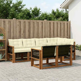 Set di divani da esterno con cuscino 7 pcs Naturale e Crema