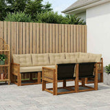Set di divani da esterno con cuscino 7 pcs Naturale e Beige