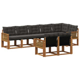 Set di divani da esterno con cuscino 8 pcs Naturale e Nero