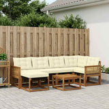 Set di divani da esterno con cuscino 7 pcs Naturale e Crema
