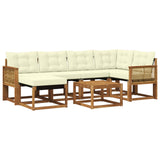 Set di divani da esterno con cuscino 7 pcs Naturale e Crema