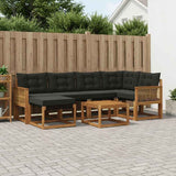 Set di divani da esterno con cuscino 7 pcs Naturale e Nero