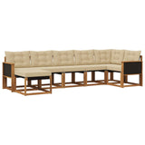 Set di divani da esterno con cuscino 7 pcs Naturale e Beige