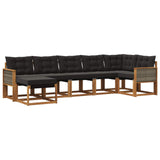 Set di divani da esterno con cuscino 7 pcs Naturale e Nero