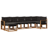 Set di divani da esterno con cuscino 7 pcs Naturale e Nero