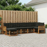 Set di divani da esterno con cuscino 7 pcs Naturale e Nero