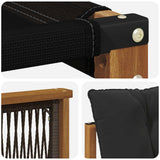 Set di divani da esterno con cuscino 6 pcs Naturale e Nero