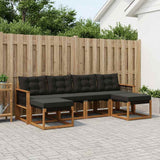 Set di divani da esterno con cuscino 6 pcs Naturale e Nero