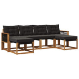 Set di divani da esterno con cuscino 6 pcs Naturale e Nero