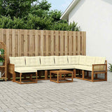Set di divani da esterno con cuscino 9 pcs Naturale e Crema