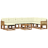 Set di divani da esterno con cuscino 9 pcs Naturale e Crema