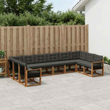 Set di divani da esterno con cuscino 10 pcs Naturale e Nero