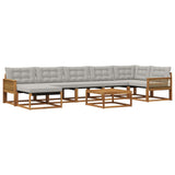 Set di divani da esterno 8 pcs Naturale e Grigio Chiaro