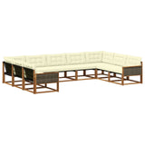Set di divani da esterno con cuscino 9 pcs Naturale e Crema
